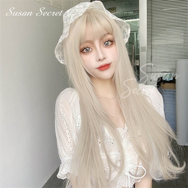 楽天市場】ウィッグ ゴールド系 自然 通気 ウィッグ 前髪 ロング wig