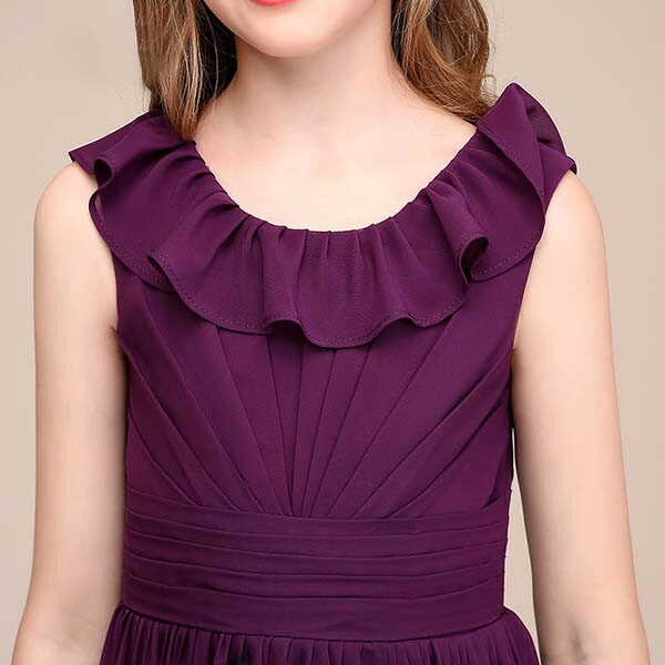 21年最新入荷 ピアノ発表会 ドレス 中学生 ワンピース ジュニアドレス 七五三 キッズドレス パープル 紫 ノースリーブ シンプル シフォン 夏 プリンセスライン ロング フォーマル パーティードレス コンクール衣装 ロングドレス 演奏会 音楽会 パーティー 150 160 Qdtek Vn