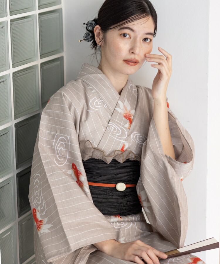 L ゆかた館グレース 5点セット セレクト浴衣 + 帯 + 下駄 + 腰紐 こだわり浴衣5点セット (浴衣/帯/下駄/腰紐/着付け冊子) 変わり