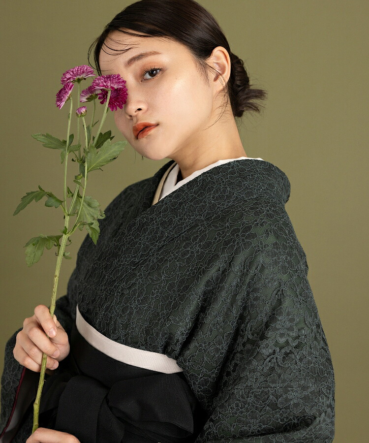こだわり袴3点セット -レース- グリーン系|ゆかた館 グレース