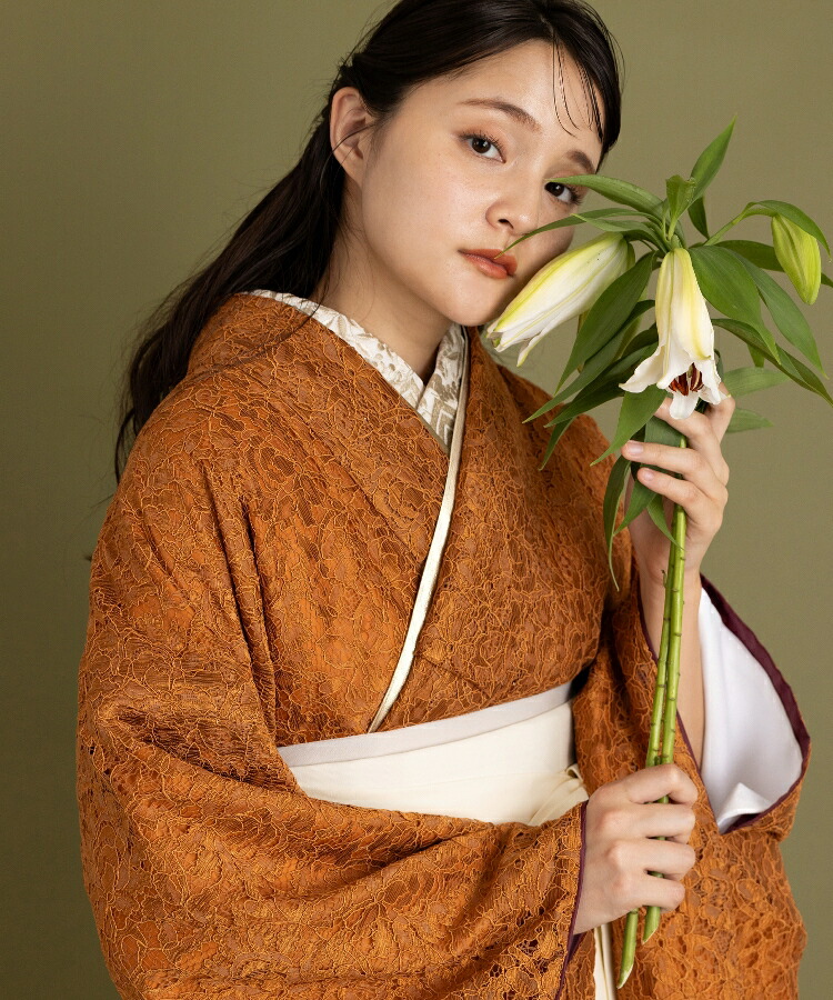 こだわり袴3点セット -レース- オレンジ系