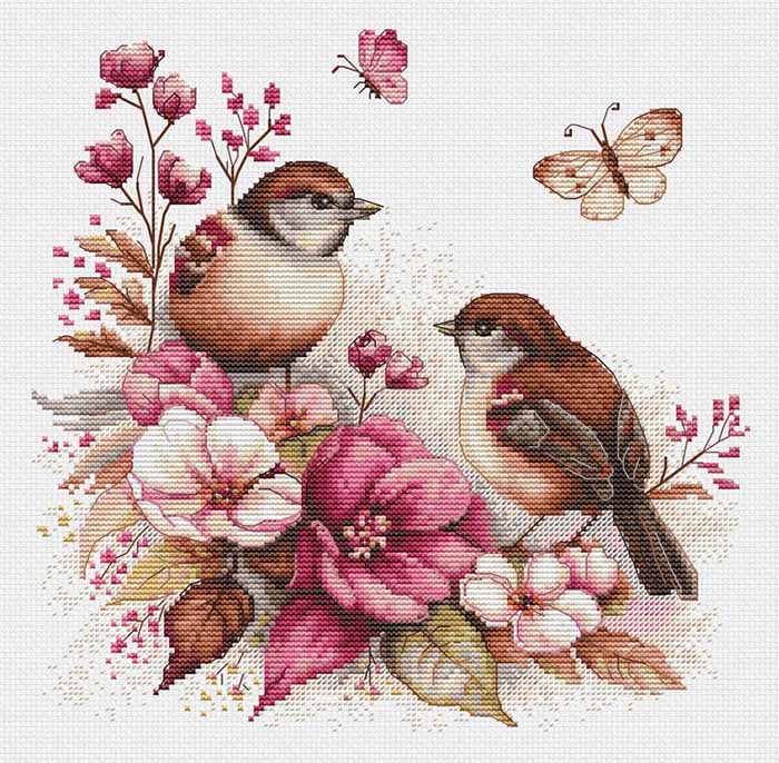 メール便送料無料 クロスステッチ 刺繍キット ルーカス Luca-S 鳥たち―春 16ct 動物 クロスステッチキット ししゅう 刺繍