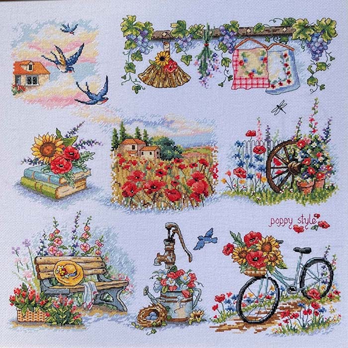 クロスステッチ 刺繍キット VDV 夏のハーモニー 16ct 花 植物 クロスステッチキット ししゅう 刺繍|グレイスワーク