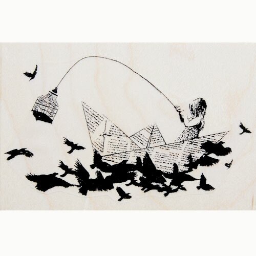 楽天市場】ラバースタンプ バンクシー ブランコをこぐ少女 ウッド