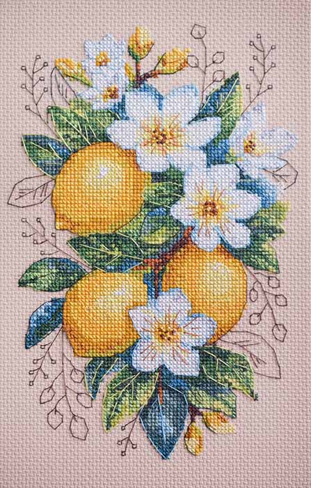 メール便送料無料 クロスステッチ 刺繍キット アブリスアート Abris Art レモンの気分 14ct 植物 花 クロスステッチキット ししゅう 刺繍