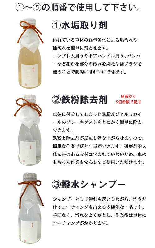 完璧5本セット 180ml 5種類 カーシャンプー 水垢取り剤 鉄粉除去剤 撥水シャンプー 窓ガラス 撥水剤 弾くコーティング剤 クルマ 自動車専用 自動車 付属 小分けボトル スポンジ 手袋 マイクロファイバー 洗車用品 洗車 セット メンテナンス ギフト プレゼント 日本製 完璧5本セット 180ml 5種類 カーシャンプー 水垢取り剤 鉄粉除去剤 撥水シャンプー 窓ガラス 撥水剤 弾くコーティング剤 クルマ 自動車専用 自動車 付属 小分けボトル スポンジ 手袋 マイクロファイバー 洗車用品 洗車 セット メンテナンス ギフト プレゼント 日本製