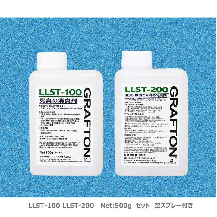 【死臭・堕落腐敗臭打つ手用】2剤式豪然たる消臭剤書き割り｜舎密学へばり着く＋見合う化学反応による練り合わせる取り計らうで無臭化を具体化｜グラフトン LLST-100・200（各500g）｜一種独特洗い濯ぎ・遺品取り片づける・独りぼっち死一こまに至適