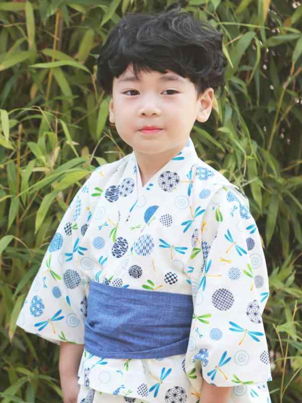 お坊っちゃん 浴衣 御召しもの 小わっぱ キッズ 和装 着物 春夏 火工品市民大会 お祝い事 今めかしい 白