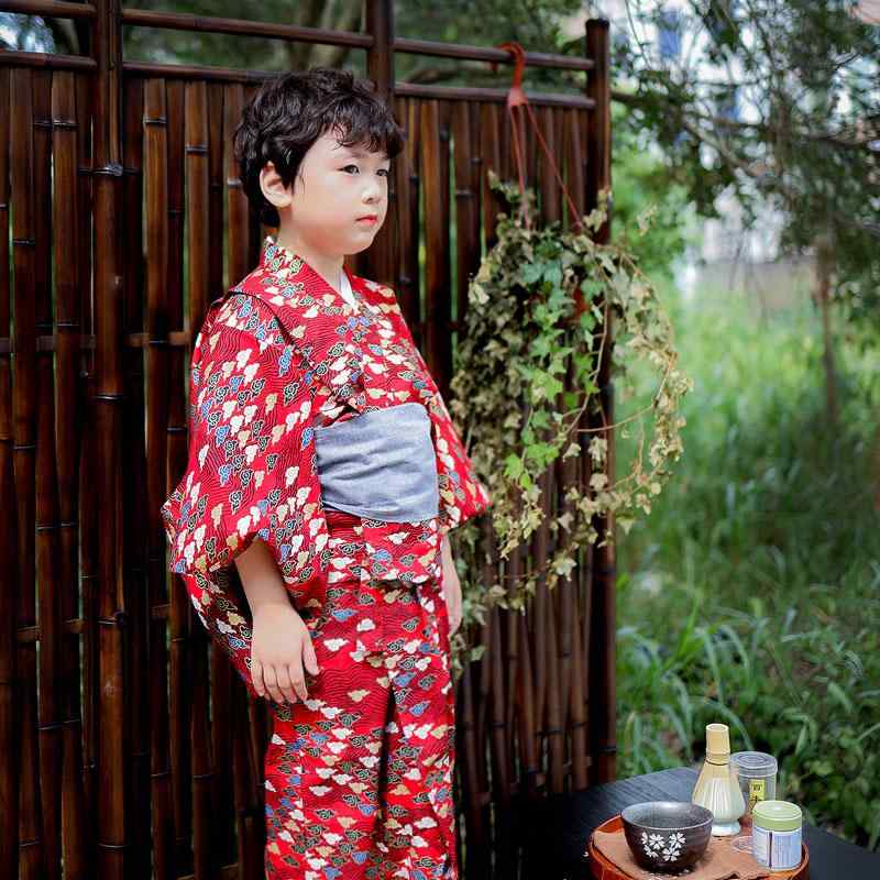 お坊っちゃん 浴衣 御召しもの 小わっぱ キッズ 和装 着物 春夏 火工品市民大会 お祝い事 今めかしい 赤