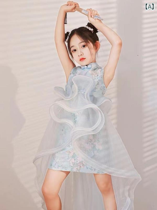 キッズ 瀬戸ものお召しもの 衣装 お子さん お姉さん フォーマル 告げ知らせる会 婚礼の儀 春夏 中国風 お召しもの 青色 マタニティ・ママ用品-マタニティウェア・授乳服-キッズ・ベビー・マタニティ