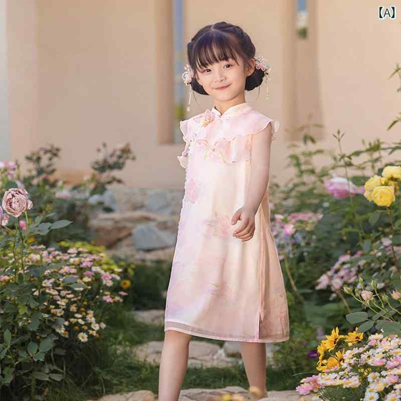 キッズ チャイナドレス ワンピース 子供 女の子 フォーマル 発表会 結婚式 漢服 春夏 中国風 レトロ おしゃれ