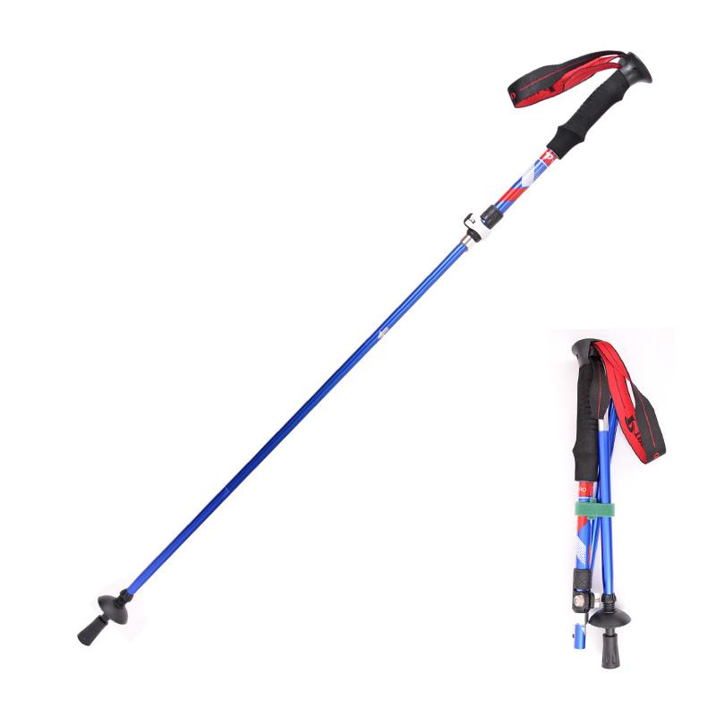 トレッキングポール 杖 ステッキ ハイキング 登山 山登り 屋外 折りたたみ 軽量 ポータブル メンズ ブラック レッド ブルー