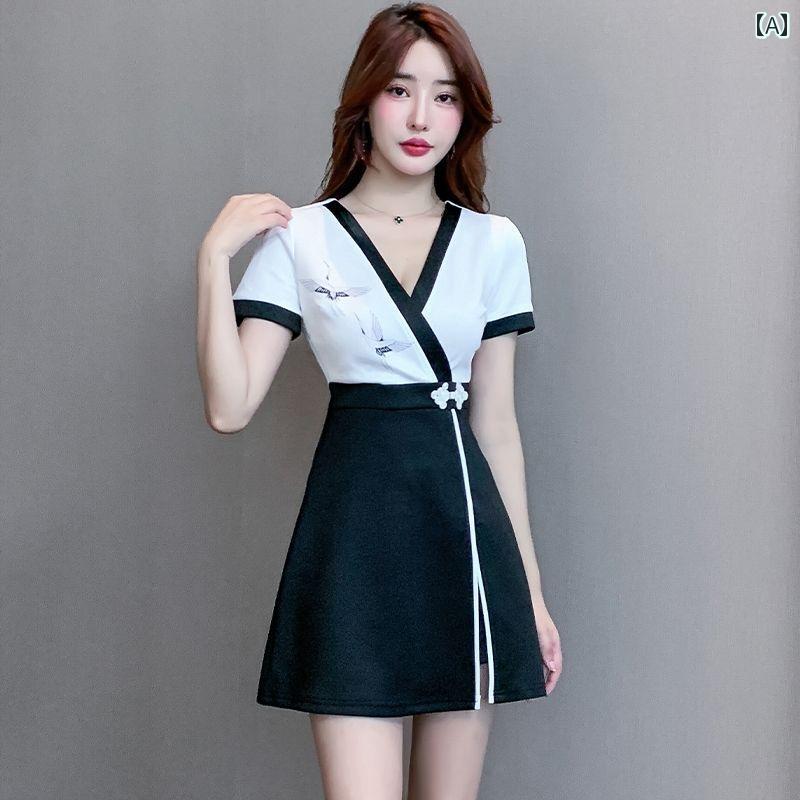 エステ ユニフォーム サロン クリニック 制服 レディース スパ ドレス スーツ ホワイト ブラック 半袖