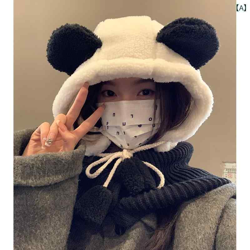 くま耳 帽子 大人 レディース ファッション かわいい 秋冬 暖かい 韓国 バラクラバ ホワイト ブラウン