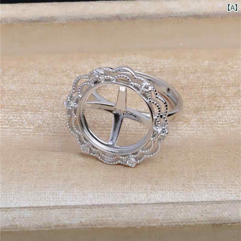 指輪 リング 空枠 レディース アクセサリー パーツ 材料 装飾 土台 かわいい おしゃれ ジュエリー S925 レース DIY ゴールド