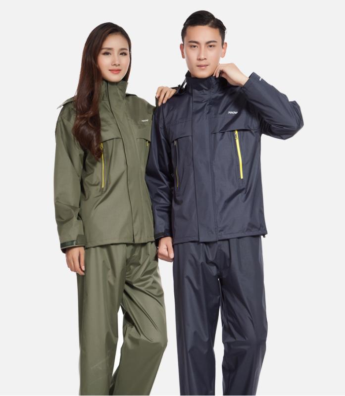 雨合羽 カッパ レインウェア レインスーツ 雨具 ポンチョ 自動二輪車 銀輪 メンズ レディース レインパンツ セパレート 雨合羽 防雨 通気性 ダブルレイヤー 綿織物 カーキ 黒いこと 米国海軍