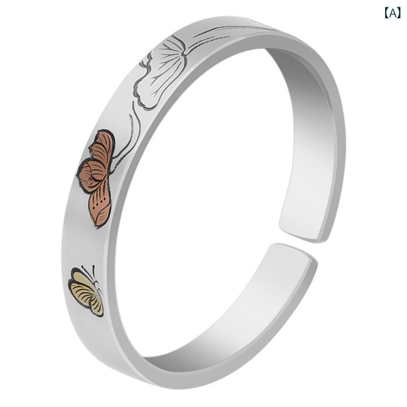 バングル レディース アクセサリー ブレスレット 腕輪 ジュエリー 純銀 S999 オープンタイプ ギフト プレゼント 誕生日 シルバー
