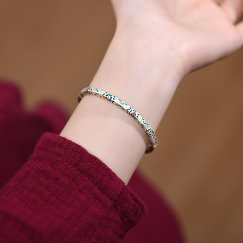 バングル レディース アクセサリー ブレスレット 腕輪 ジュエリー ゴージャス 純銀 S999 スターリングシルバー ギフト プレゼント 誕生日 シルバー ゴールド
