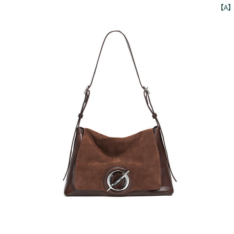 ショルダーバッグ おしゃれ レトロ レディース 斜めがけ レザー 革 韓国 ストラップ 調節可能 ブラウン ブラック|Grams店