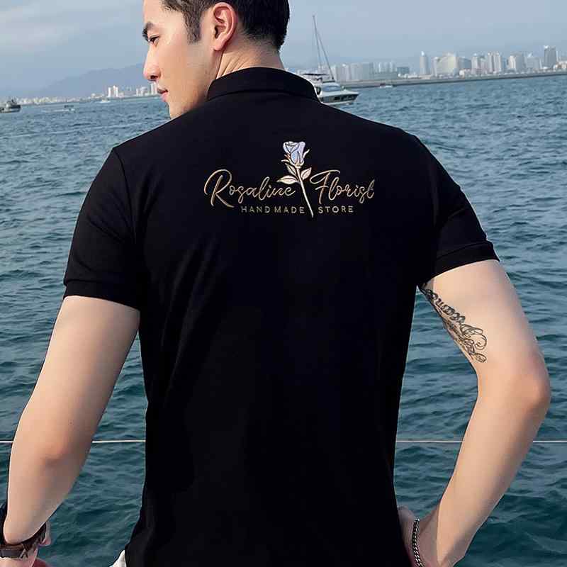 メンズ 半袖 スポーツシャツ か細い きつい プルオーバー 春夏 トップス 填まる 刺しゅう 今めかしい 黒いこと 白いこと