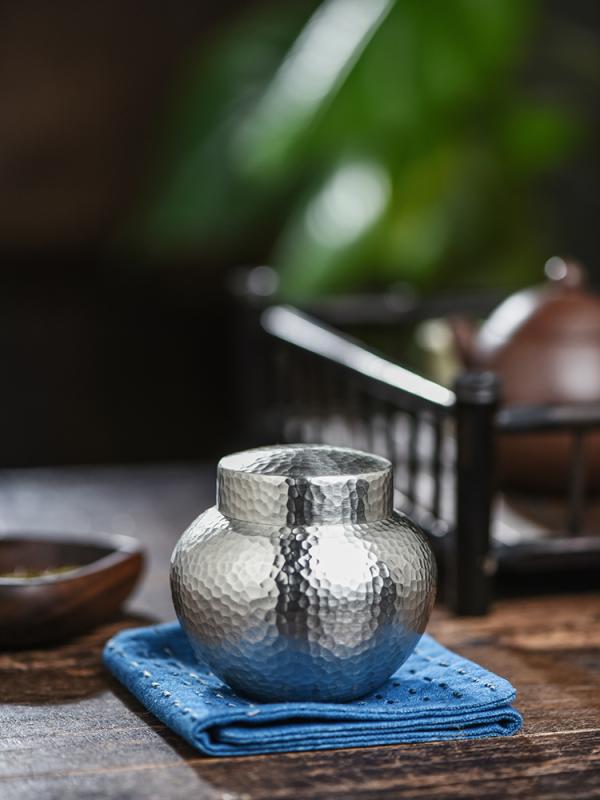 茶筒 ブリキ お茶 保存 キャニスター 紅茶 コーヒー 豆 和風 携帯 密封 缶 レトロ ギフト 銀|Grams店