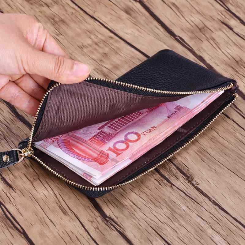 長財布 メンズ レディース レザー ウォレット ロング ジッパー 革 薄型 ミニ シンプル ハンドバッグ