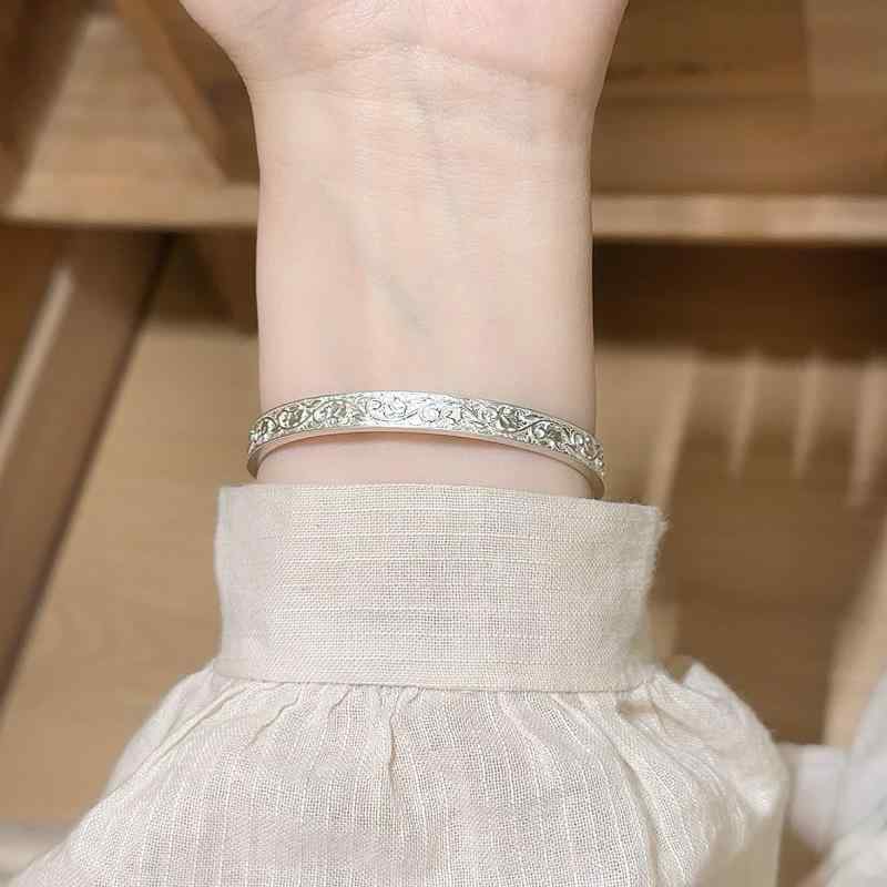 バングル レディース アクセサリー ブレスレット 腕輪 ジュエリー 純銀 S999 ギフト プレゼント 誕生日 シルバー 中国風