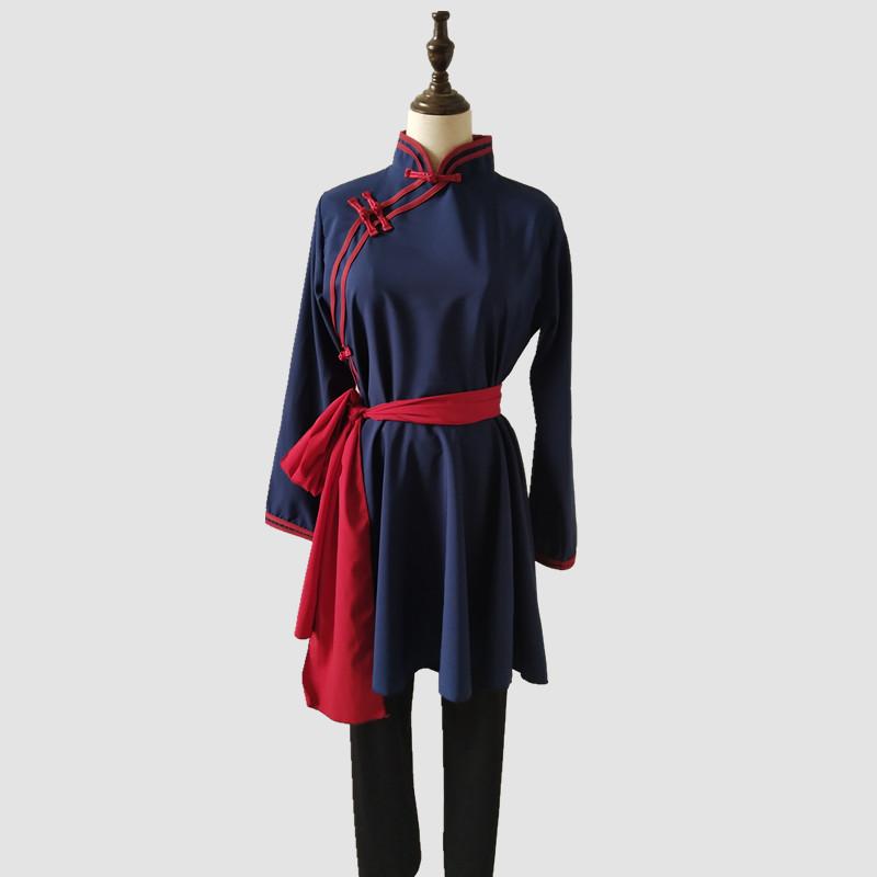 モンゴル 衣装 民族 舞踊 エスニック レディース コスプレ ファッション 服 劇 舞台 仮装 ネイビー