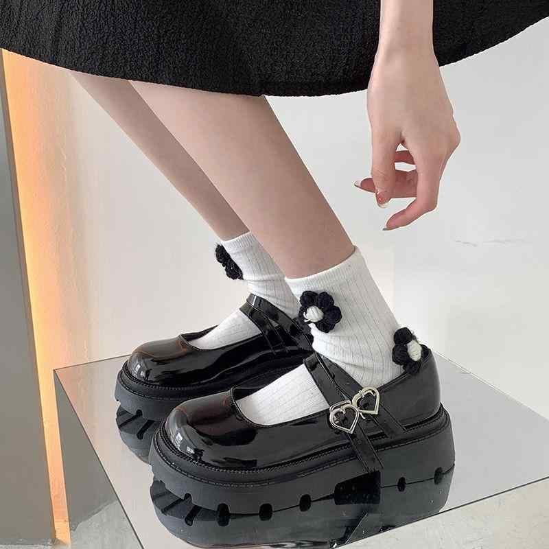 ストラップ ベルト パンプス レディース シューズ JK レザー かわいい 厚底 ブラック ベージュ ホワイト