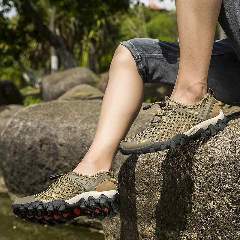 登山靴 フィッシングシューズ メンズ ハイキング アウトドア 防臭 通気性 滑り止め 旅行 作業 紳士 カーキ ブルー