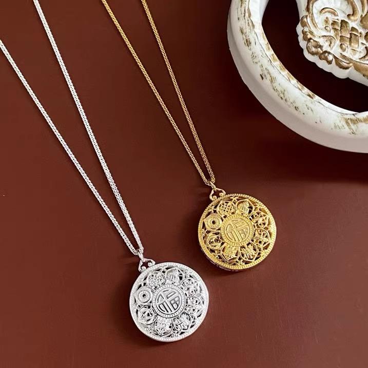 コンパス ネックレス 羅針盤 ユニセックス アクセサリー ペンダント レトロ シルバー925 スターリングシルバー ジュエリー ゴールド
