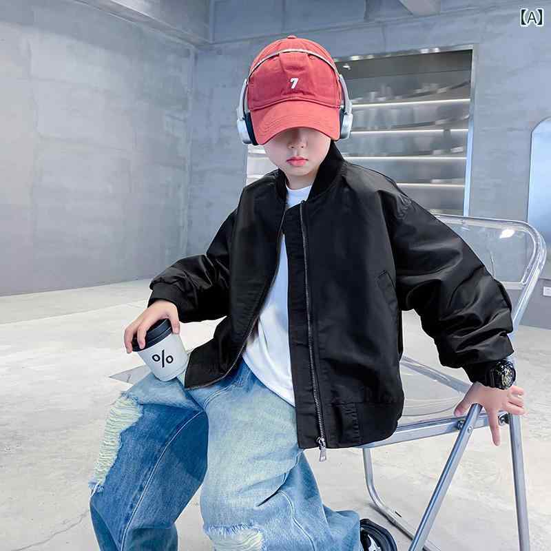 スタジャン キッズ 男の子 子供服 アウター ジャンパー トップス 秋冬 ジャケット 長袖 ベビー クール 黒 カーキ