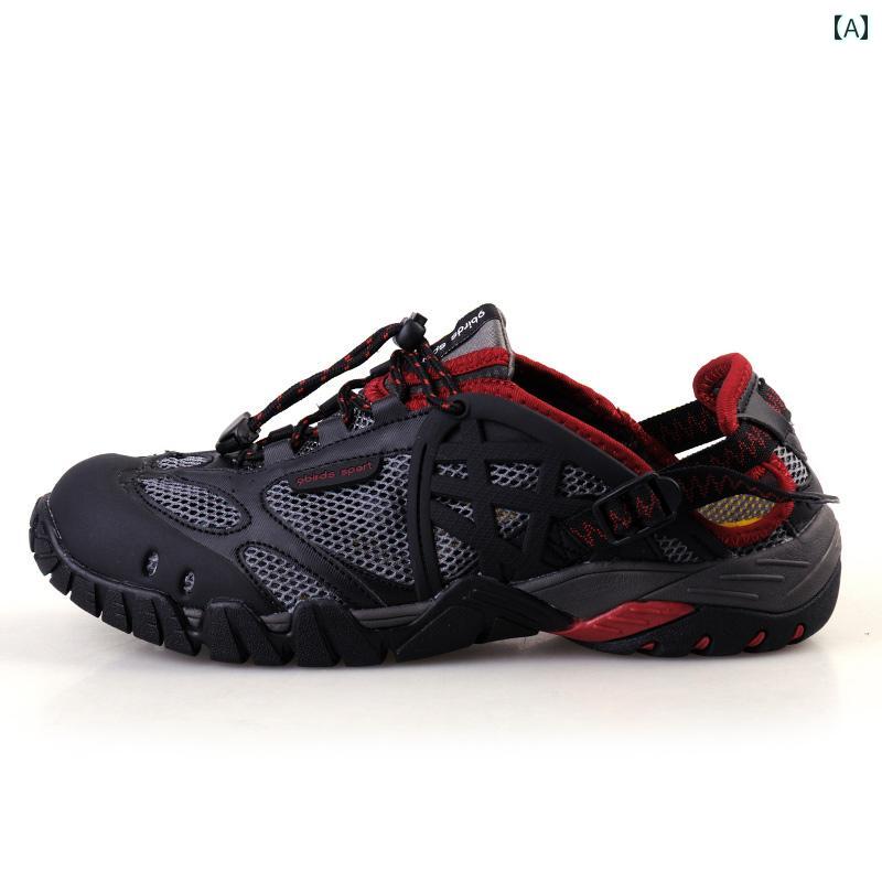 登山靴 フィッシングシューズ ハイキング アウトドア 春夏 メンズ メッシュ 通気性 釣り ブラック グレー