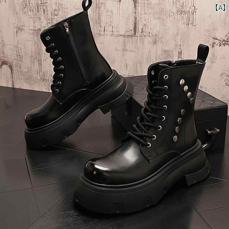 COBRA スタッズ ウェッジソール レザー ブーツ COBRA スタッズ ウェッジソール レザー ブーツ レディース