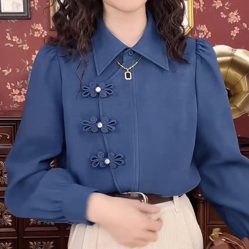 和柄チャイナトップス＋レトロロングスカート