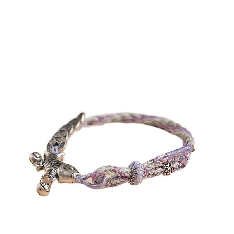 ヒキュウ ブレスレット メンズ レディース 風水 アクセサリー 編み込み 腕輪 リング 貔貅 カップル シルバー