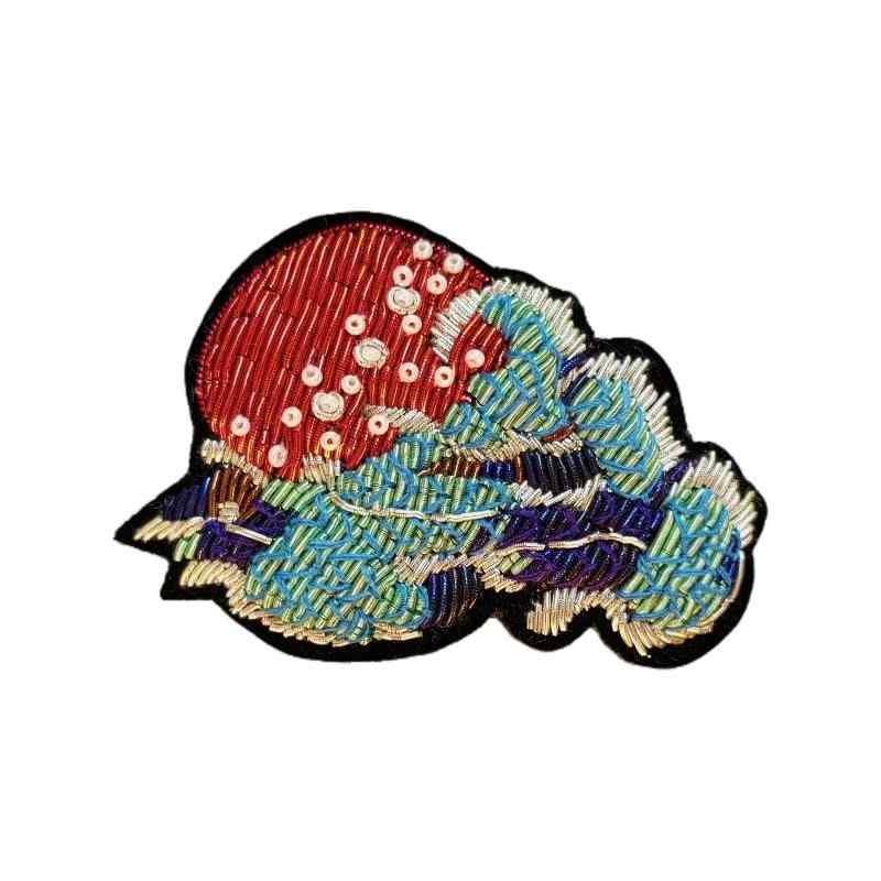 刺繍 ブローチ メンズ レディース カップル インド かわいい アクセサリー バッジ ファッション グリーン