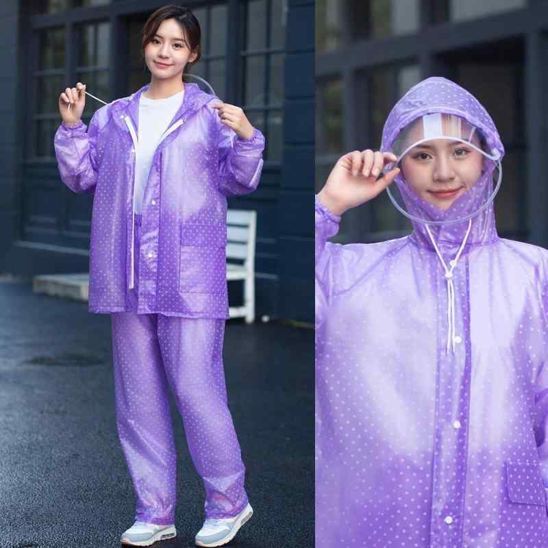 レインコート カッパ レインウェア レインスーツ 雨具 ポンチョ バイク 自転車 レインパンツ 防水 防雨 茶摘み 農家 作業 茶摘み セット ブルー パープル ブラック