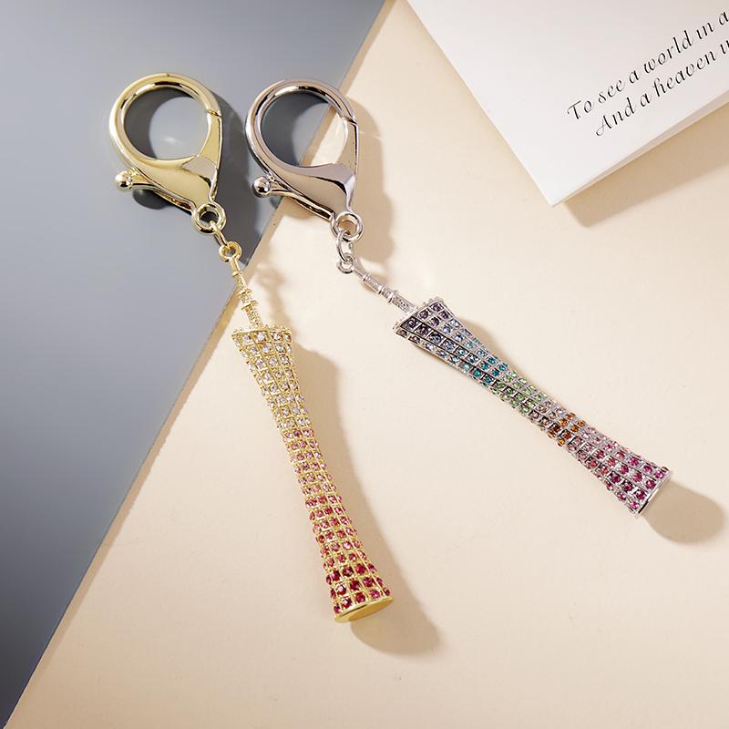 キーホルダー アクセサリー バッグ ストラップ ペンダント ジュエリー クリスタル ミニ ギフト タワー ゴールド シルバー