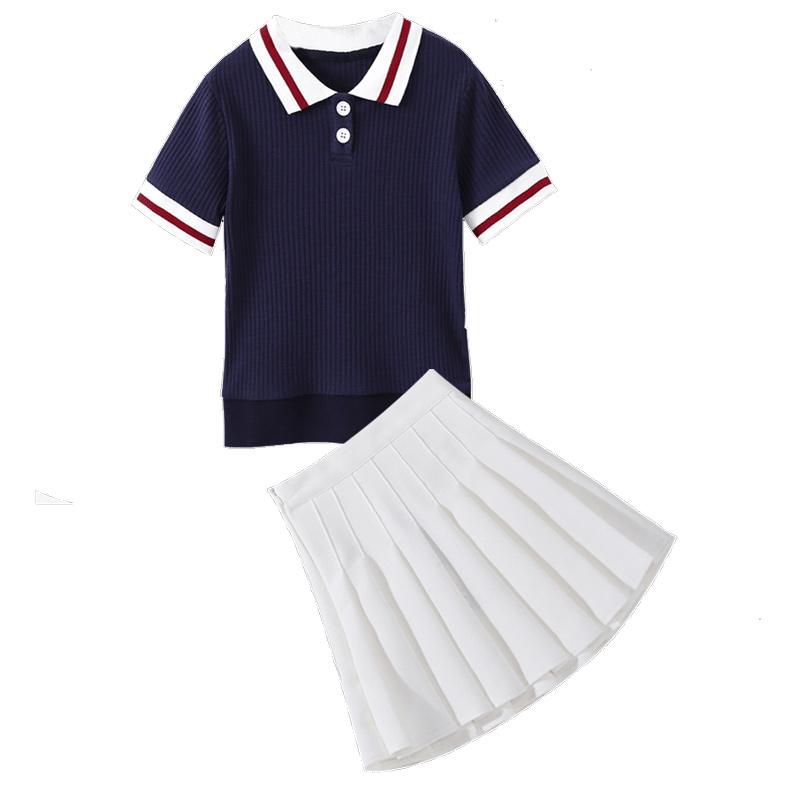 キッズ ゴルフウェア ジュニア 子供 ガールズ ツーピース 半袖 トップス ポロシャツ 防光 ショーツ スカート パンツ ホワイト ピンク