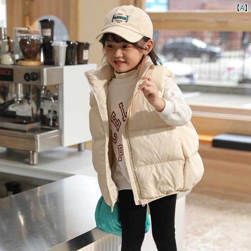 ダウンベスト キッズ 女の子 男の子 アウター 秋冬 厚手 ジャケット ホワイト ブラック|Grams店