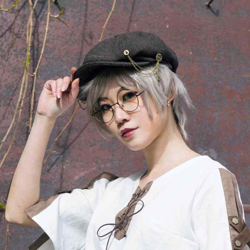 キャスケット 帽子 メンズ レディース おしゃれ レトロ ヘリンボーン ブラウン グレー