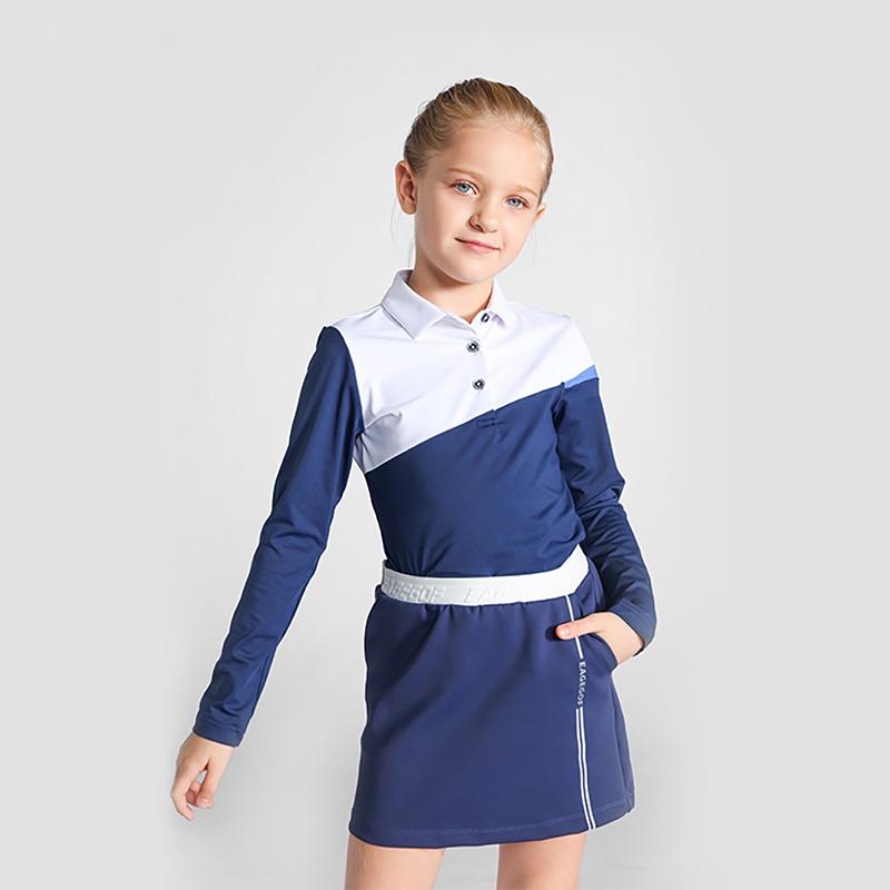 キッズ ゴルフウェア ジュニア 子供 秋冬 長袖 Tシャツ 吸湿性 速乾 ホワイト パープル レッド