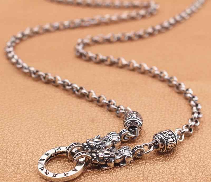 ヒキュウ 貔貅 ネックレス メンズ レディース 風水 アクセサリー ペンダント エスニック 純銀 レトロ スターリングシルバー