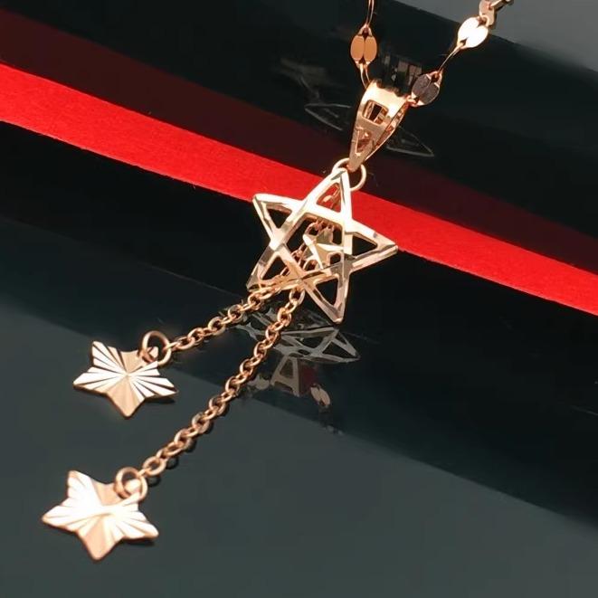 ネックレス レディース アクセサリー おしゃれ ジュエリー 五芒星 タッセル ペンダント ローズゴールド