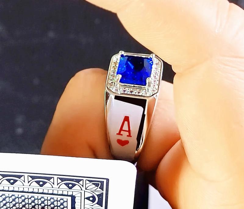 指輪 メンズ リング アクセサリートランプ 読み取り おしゃれ ジュエリー ユニーク ファッション プレゼント 反射 ポーカー 写真 高精細 小さなミラー