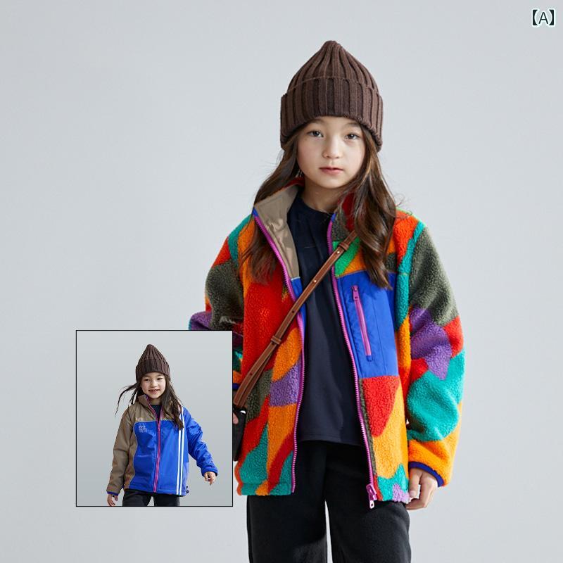 フリース キッズ 男の子 女の子 ジャケット 子供服 おしゃれ 秋冬 暖かい リバーシブル レッド グリーン カモフラ ジップアップ|Grams店