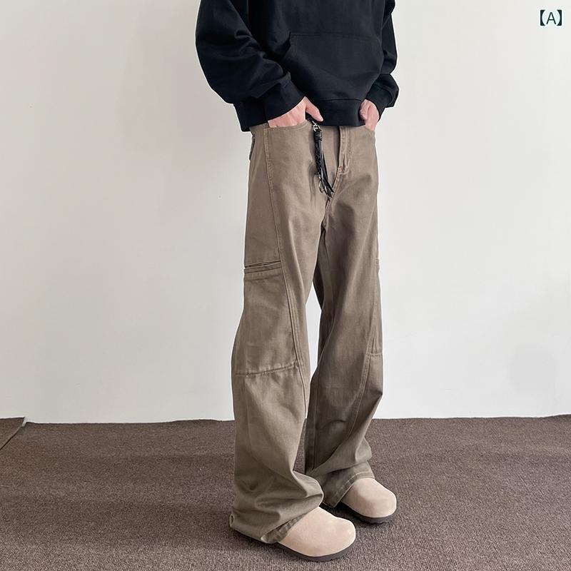 ジーンズズボン下 メンズ デニム ジーパン ズボン かっこいい 格好のいい 心地よい レトロ アメリカン 衣嚢 細工物 表どおり 引っ切り無い 嵌まる 赤銅色