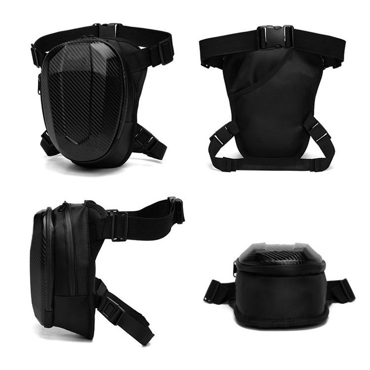 スポーツ ウエストバッグ 男女兼用 バイク用 レッグバッグ 防水 多機能 耐摩耗性 PUレザー コンパクト ブラック ライディング ツーリング