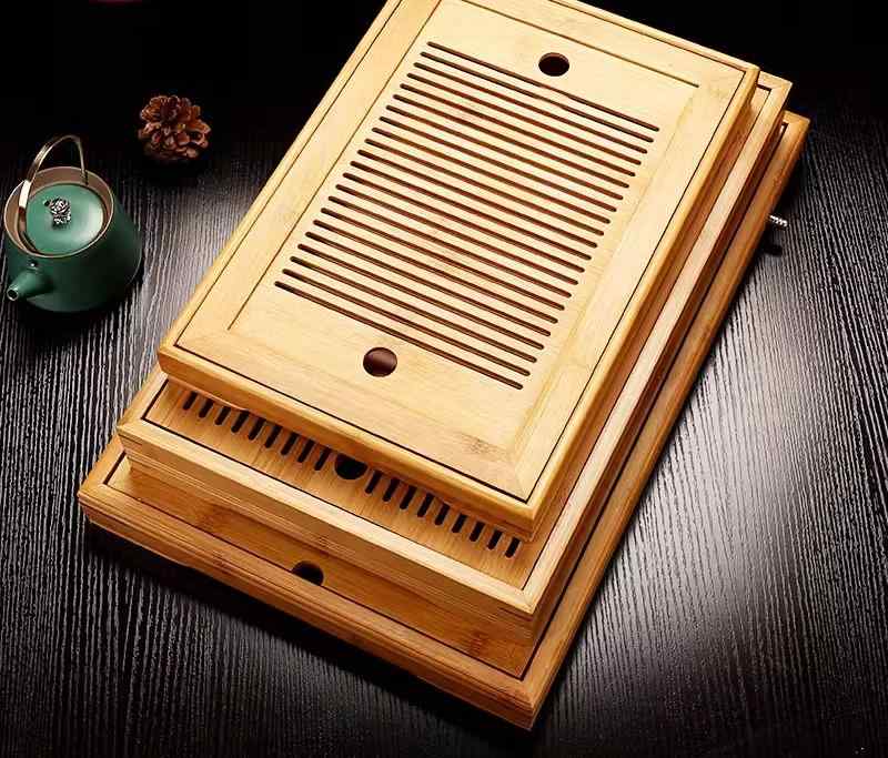ティートレー 茶盤 トレイ 茶道具 お盆 竹 カンフー 家庭用 長方形 レトロモダン シンプル 収納 排水 引き出しタイプ
